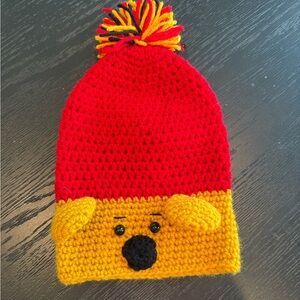 Pooh Crochet Baby Beanie with Pom Pom
